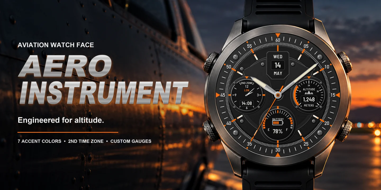 Aero Instrument en un reloj, aeródromo al atardecer